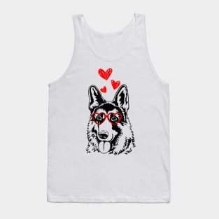 German Shepherd Heart Glasses Funny Cute Dog Valentine's Day Tank Top